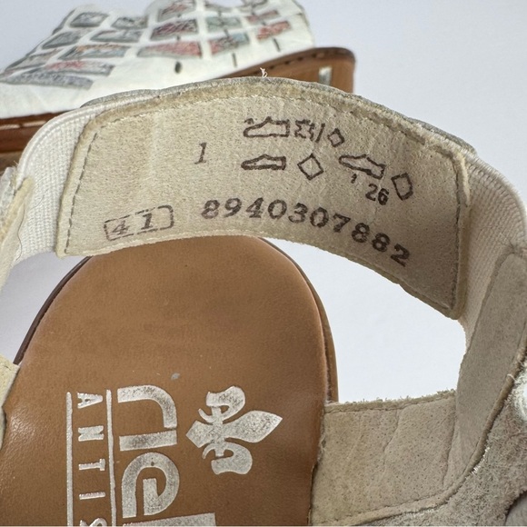 Rieker Sina Woven Leather Slingback Sandals Sz 10.5 / 11 White Multicolour Pumps - Picture 8 of 15